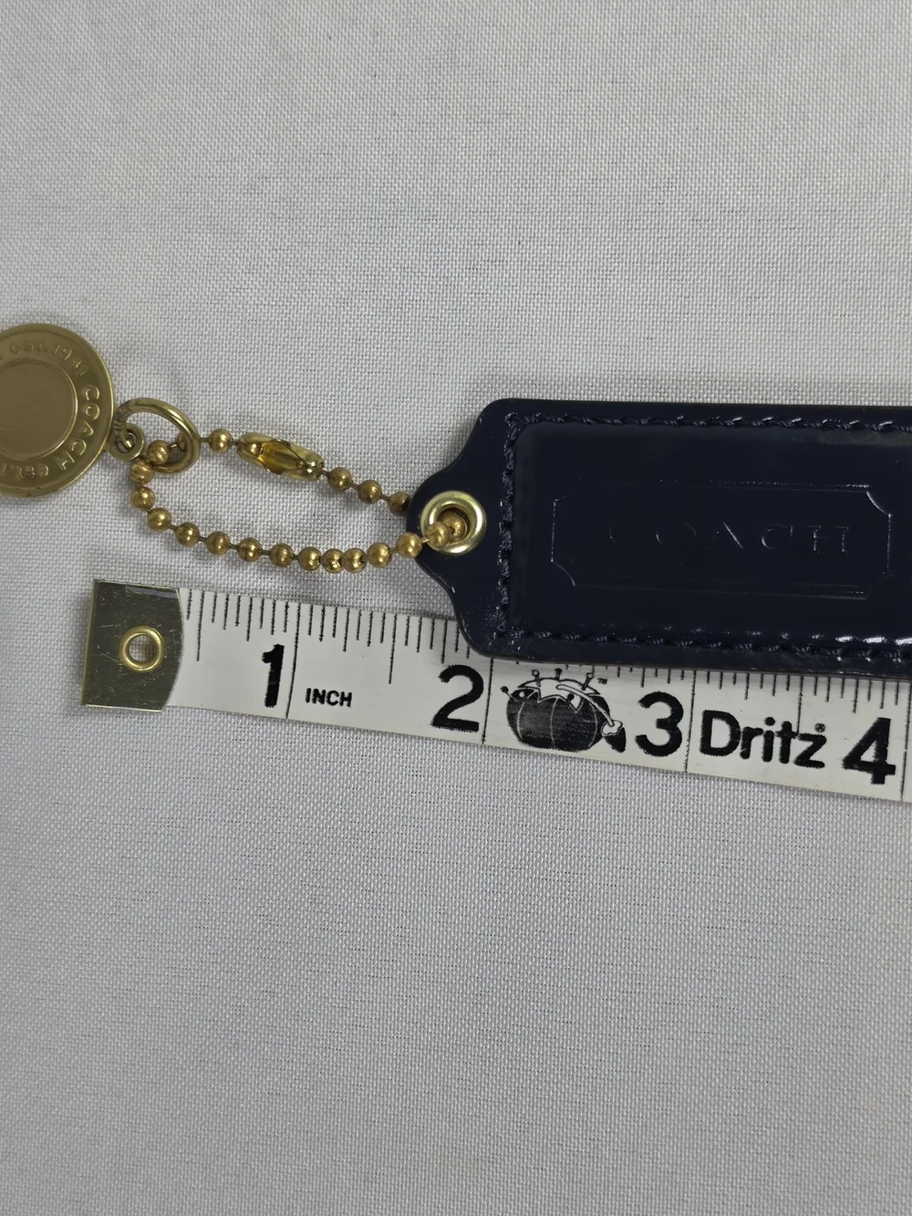 Coach Replacement Hangtag Navy Blue Patent Leather Gold Charm Accessory